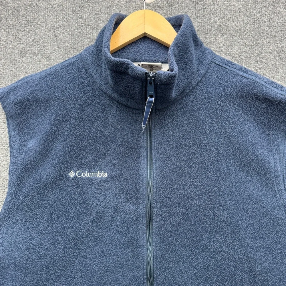 Columbia Steens Mountain Fleece Vest‎ Mens L Navy Blue Sleeveless Outdoor Fleece